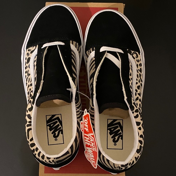 Vans Black and White Animal Pattern Sneakers - Picture 6 of 9